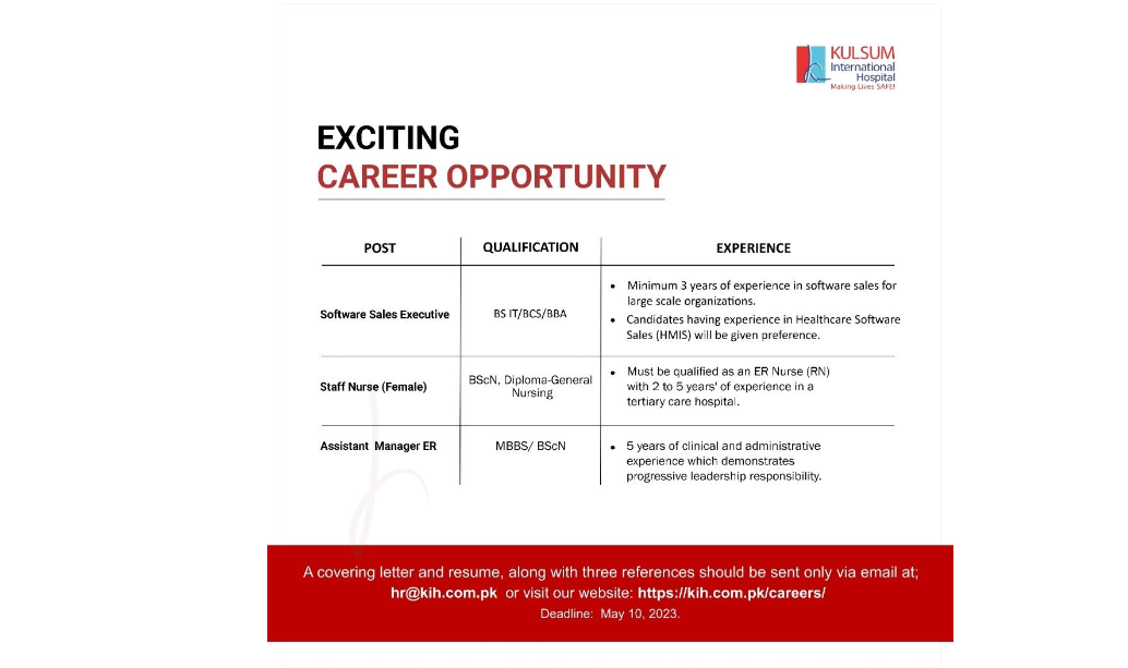 Kalsum International Hospital jobs ad apply online 2023